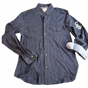 D&G Navy Blue Striped Shirt EXTREMELY DISTRESSED